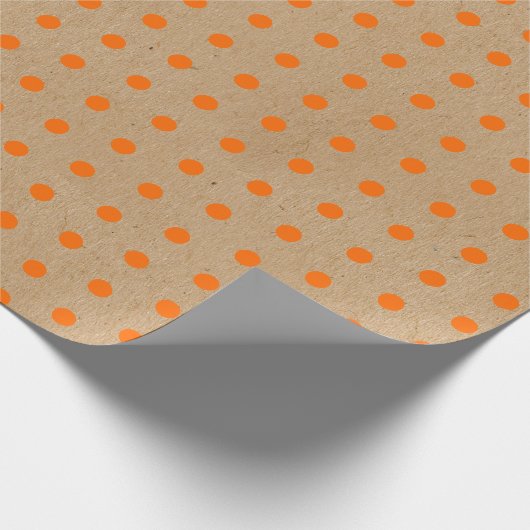 Sommer Orangendots auf Imitaten Rustikale braune K Geschenkpapier (Ecke)