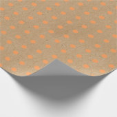 Sommer Orangendots auf Imitaten Rustikale braune K Geschenkpapier (Ecke)