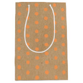 Sommer Orangendots auf Imitaten Rustikale braune K Mittlere Geschenktüte (Vorderseite)