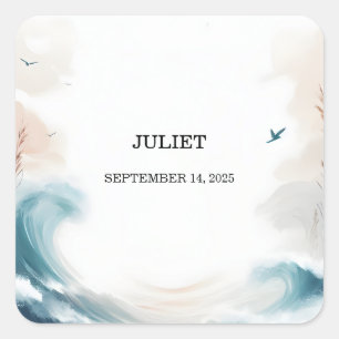 Sommer Ozean Strand Blaues Wasser Brautdusche Quadratischer Aufkleber