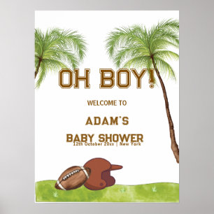 Sommer Palmbaum Fußball Junge Baby Shower Willkomm Poster