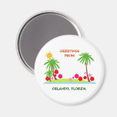 Sommer - Palmen und Sonne, Grüße aus Orlando Magnet (Vorderseite/Rückseite)