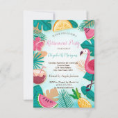 Sommer, PalmLeaf, Flamingo, Party für Obstruhestan Einladung (Vorderseite)