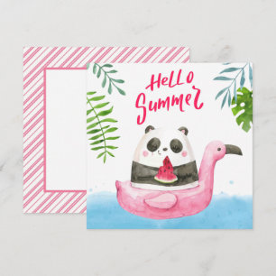 Sommer Panda Flamingo Grußkarte