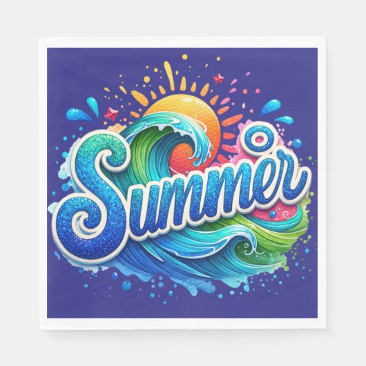 "Sommer"-Papier-Tischservietten. Serviette (Vorderseite)