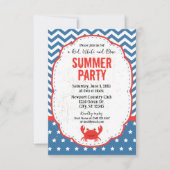 Sommer-Party Einladung Rot, Weiß und Blau (Vorderseite)