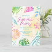 Sommer Party Handgestrichen Einladung (Stehend Vorderseite)