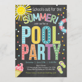 Sommer-Party-Pool-Party-Schulheraus Einladung