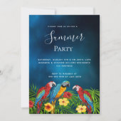 Sommer Party tropisch dunkelblauer Nachthimmel Pap Einladung (Vorderseite)