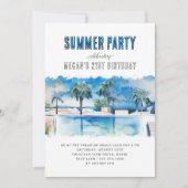 Sommer Party Tropischer Pool Geburtstag Einladung (Vorderseite)