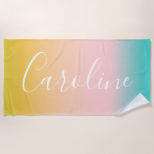 Sommer-Pastell-Verlauf Personalisierter Schriftn Strandtuch