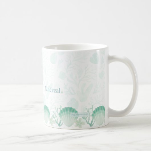 Sommer-Perlmutt-Wasserfarben-Ozean-Design Kaffeetasse (Rechts)