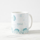 Sommer-Perlmutt-Wasserfarben-Ozean-Design Kaffeetasse (VorderseiteRechts)
