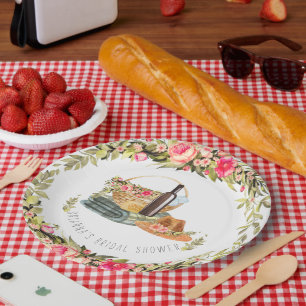 Sommer-Picknick-Aquarell-Blumenmuster Pappteller