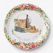 Sommer-Picknick-Aquarell-Blumenmuster Pappteller (Vorderseite)