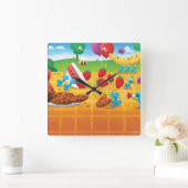 Sommer-Picknick Quadratische Wanduhr (Zuhause)
