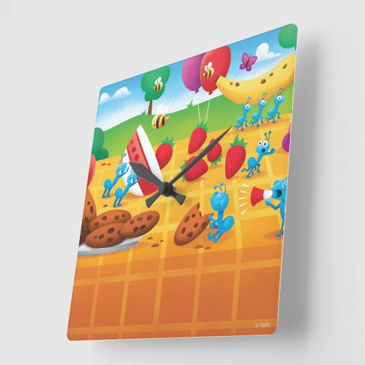 Sommer-Picknick Quadratische Wanduhr (Winkel)
