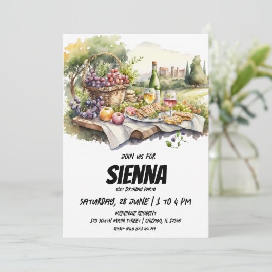 Sommer Picknick-Weingartenansicht Einladung (Stehend Vorderseite)