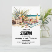 Sommer Picnic Beach View Einladung (Stehend Vorderseite)