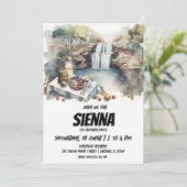 Sommer Picnic mit Blick auf Wasserfälle Einladung (Stehend Vorderseite)