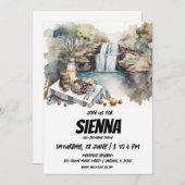 Sommer Picnic mit Blick auf Wasserfälle Einladung (Vorne/Hinten)