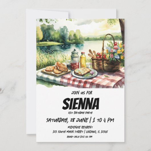 Sommer Picnic Seeblick Einladung (Vorderseite)