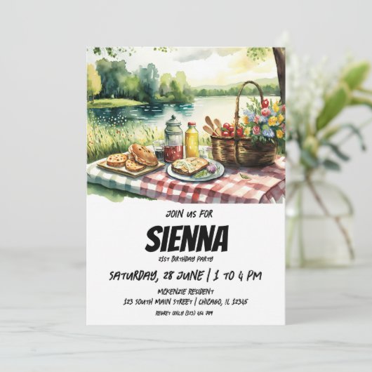 Sommer Picnic Seeblick Einladung (Stehend Vorderseite)