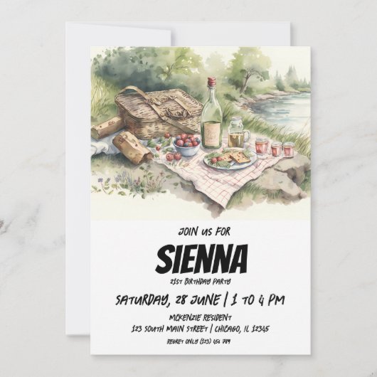 Sommer Picnic Seeblick Einladung (Vorderseite)