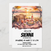 Sommer Picnic Sonnenuntergang Seeblick Einladung (Vorne/Hinten)