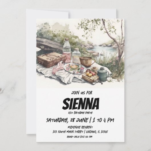 Sommer-Picnic-Wasserstromansicht Einladung (Vorderseite)
