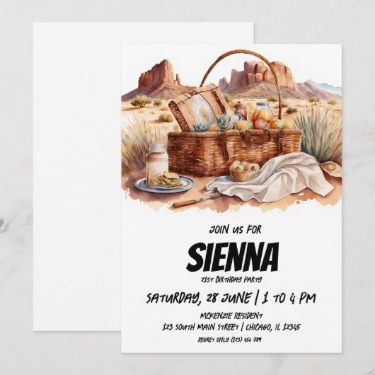 Sommer Picnic Wüste Aussicht Einladung (Vorne/Hinten)