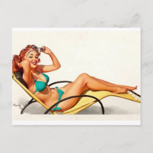 Sommer Pin-Up Postkarte