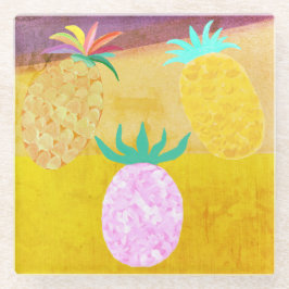 Sommer-Pineapple-Luau Glasuntersetzer