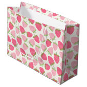 Sommer-Pink-Erdbeere Cute und Fruchtig Große Geschenktüte (Vorderseite Schrägansicht)