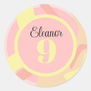 Sommer Pink Gelb Creme Modern Personalisiert Runder Aufkleber