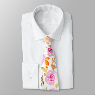 Sommer Pink Orange Wasserfarben Blumen Hochzeit Krawatte