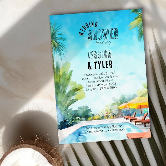 Sommer Polterabend Wasserfarben Tropenbad Einladung