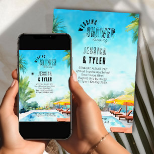 Sommer Polterabend Wasserfarben Tropenbad Einladung