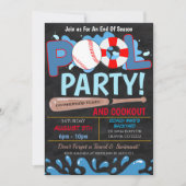 Sommer-Pool-Baseball-Party-Einladung Einladung (Vorderseite)