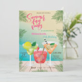 Sommer, Pool, Cocktail Geburtstagsparty Einladung (Stehend Vorderseite)