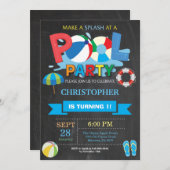 Sommer-Pool-Party Einladung Splish Spritzen-Junge (Vorne/Hinten)