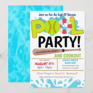 Sommer-Pool-Softball-Party-Einladung Einladung