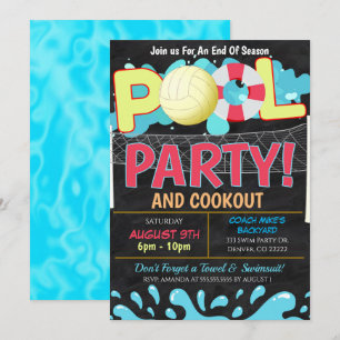 Sommer-Pool-Volleyball-Party-Einladung Einladung