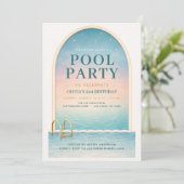 Sommer-Poolparty 21. Geburtstag Einladung (Stehend Vorderseite)