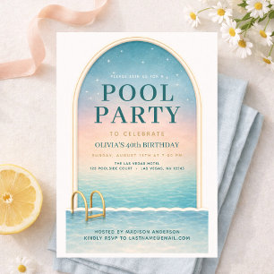 Sommer-Poolparty 40. Geburtstag Einladung