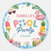 Sommer-Poolparty-Aufkleber Runder Aufkleber (Vorderseite)