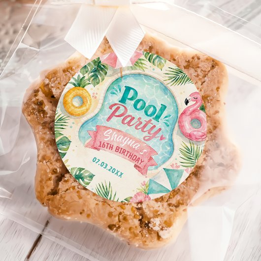 Sommer- Poolparty-Aufkleber Runder Aufkleber