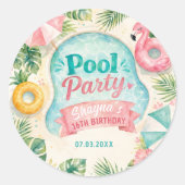 Sommer- Poolparty-Aufkleber Runder Aufkleber (Vorderseite)
