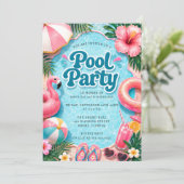 Sommer-Poolparty-Druckvorlage Einladung (Stehend Vorderseite)