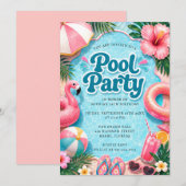 Sommer-Poolparty-Druckvorlage Einladung (Vorne/Hinten)